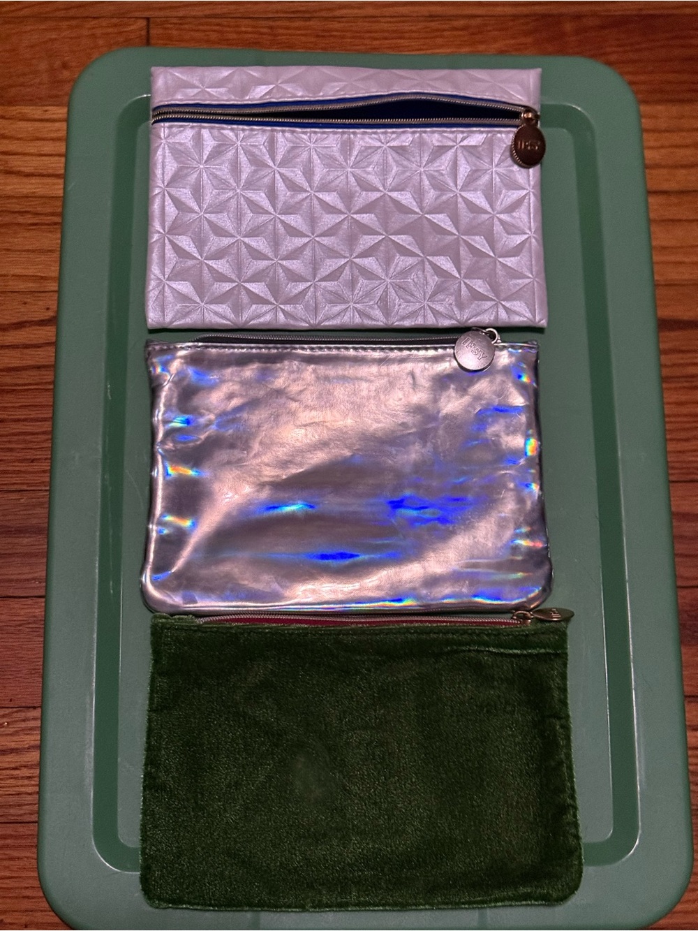 ipsy Silver Holographic & Textured Cosmetic Pouches Set